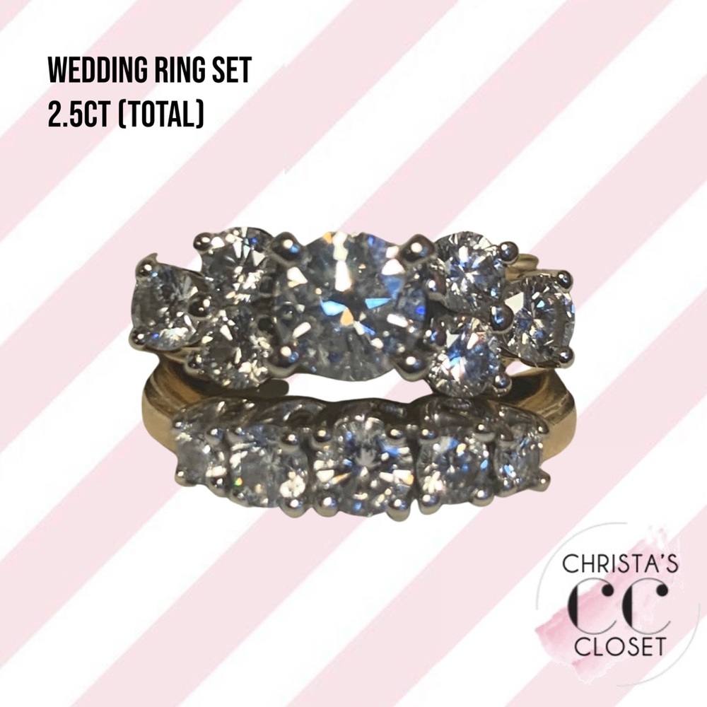 STUNNING $10,000 Diamond Cluster Wedding Set